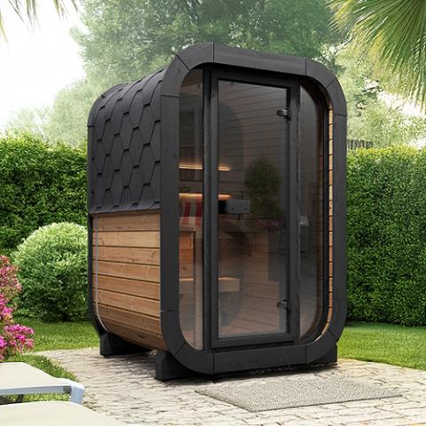SaunaLife CL3G | Outdoor 2-Person Cube Sauna Kit with Panoramic Window