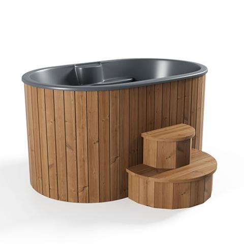 SaunaLife Model S2N 2-Person Hot and Cold Immersion Tub in Natural