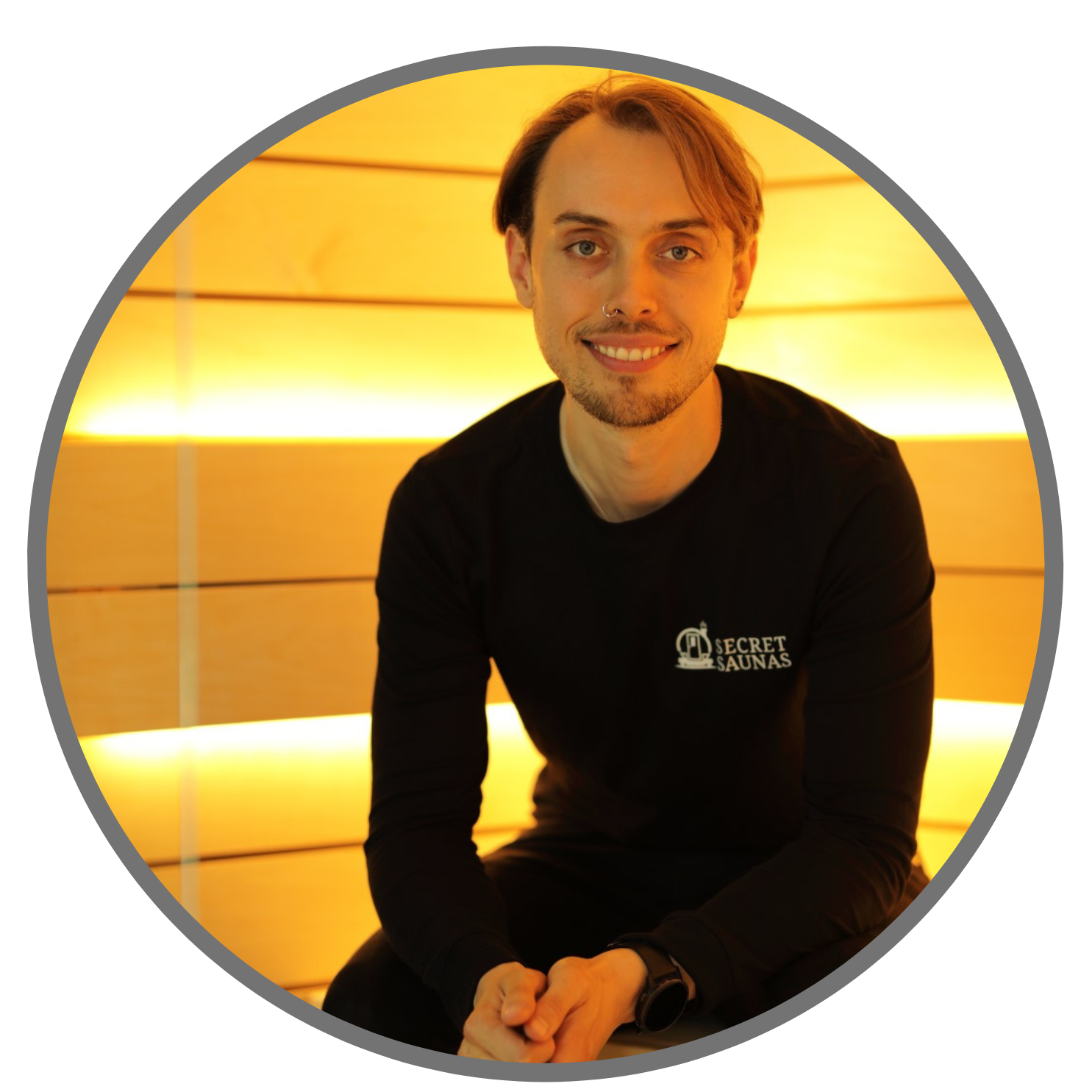Jasper Knight the Founder of Secret Saunas photographed in an Auroom Sauna in Estonia