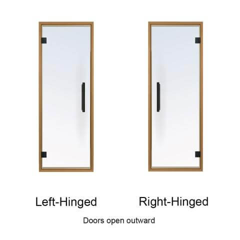 Prosaunas Thermo-Aspen Frame, Prehung Clear Glass Sauna Door 24x73 (Right Black Hinges)