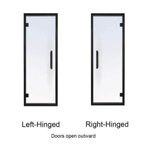Prosaunas Black Alder Frame, Prehung Clear Glass Sauna Door 24x73 (Right Black Hinges)