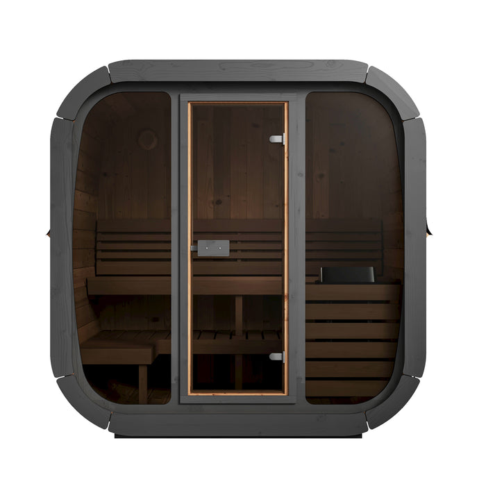 SaunaLife CL5G | Outdoor 4-Person Cube Sauna Kit with Panoramic Window