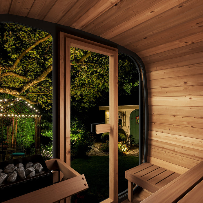 SaunaLife CL5G | Outdoor 4-Person Cube Sauna Kit with Panoramic Window