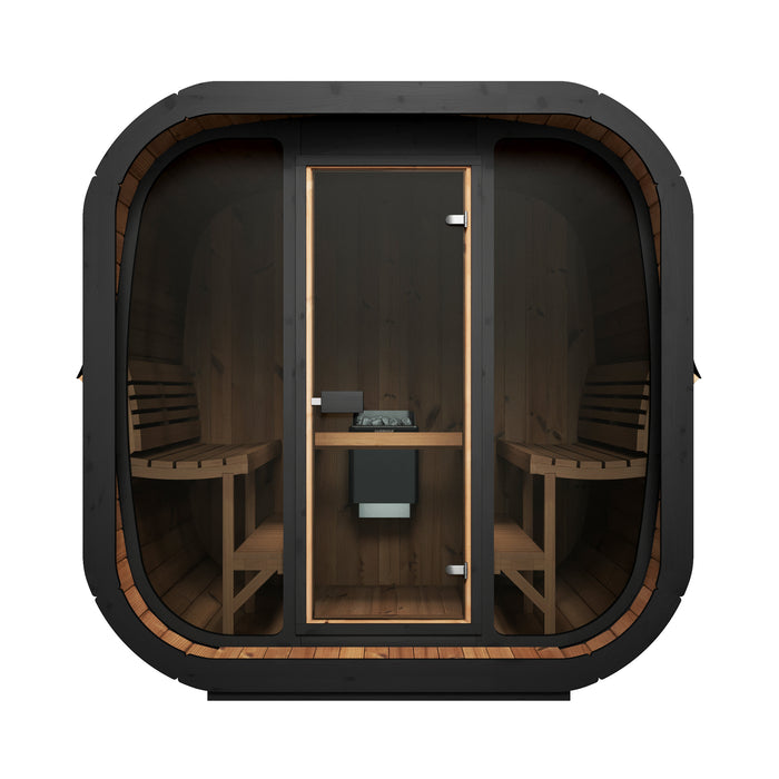 SaunaLife CL7G | Outdoor 6-Person Cube Sauna Kit with Panoramic Window