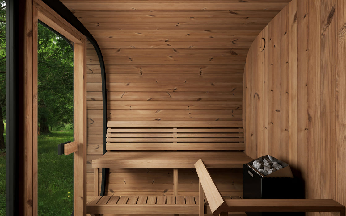 SaunaLife CL7G | Outdoor 6-Person Cube Sauna Kit with Panoramic Window