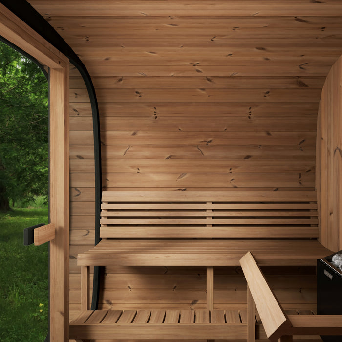 SaunaLife CL7G | Outdoor 6-Person Cube Sauna Kit with Panoramic Window