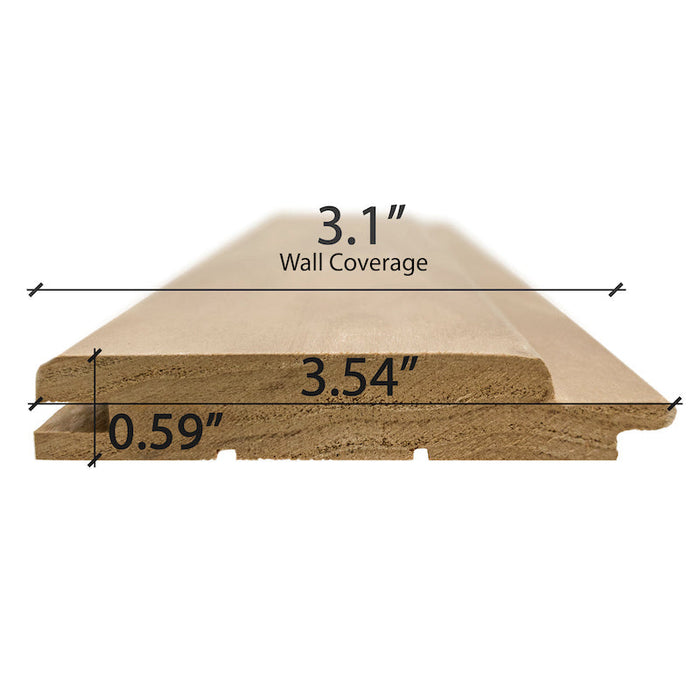 Prosaunas Sauna Wood, Thermo-Aspen Medium Gap Wall Cladding, 1"x4" | WOOD664