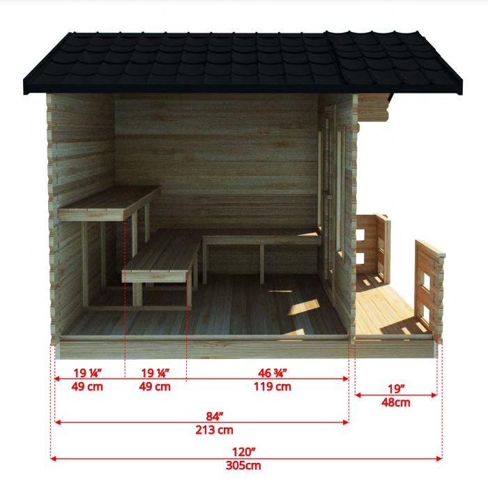 Dundalk Leisure Craft Georgian Outdoor Cabin Sauna with Porch CTC88 PW - Secret Saunas