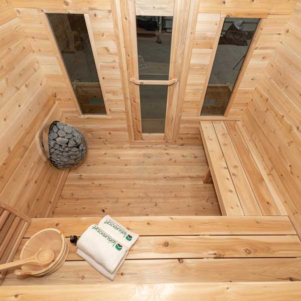 Dundalk Leisure Craft Georgian Outdoor Cabin Sauna with Porch CTC88 PW - Secret Saunas