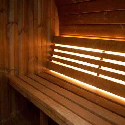 SaunaLife Ergo E7G Barrel Sauna with Glass Front - Secret Saunas