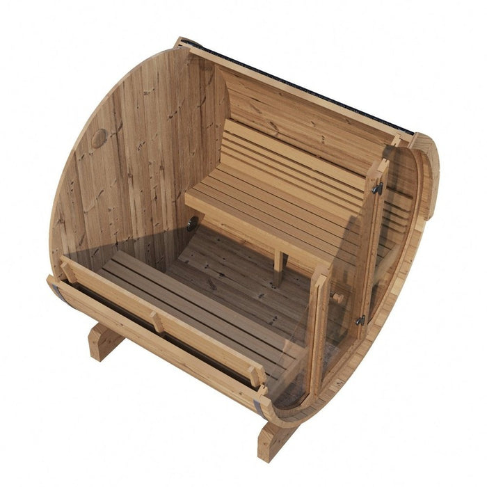 SaunaLife Ergo E7G Barrel Sauna with Glass Front - Secret Saunas