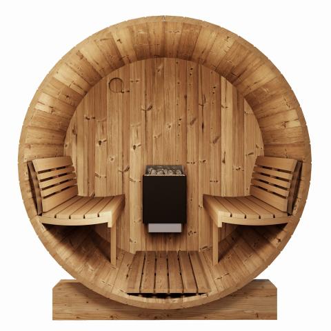 SaunaLife Ergo E7G Barrel Sauna with Glass Front - Secret Saunas