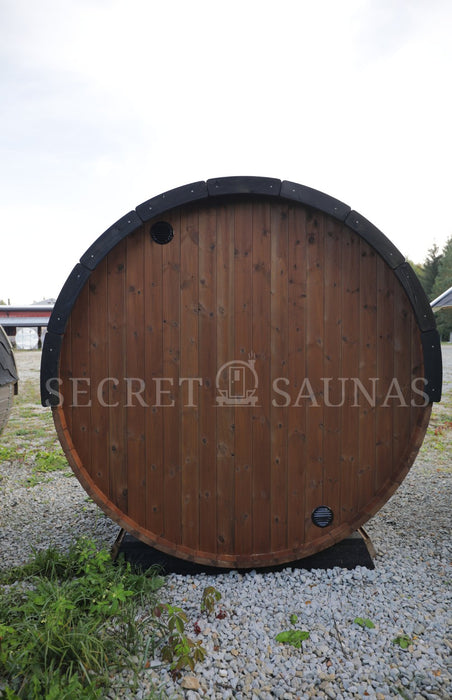 SaunaLife Model EE6G Sauna Barrel Glass Front with Back Benches - Secret Saunas