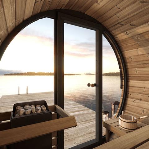 SaunaLife Model EE6G Sauna Barrel Glass Front - Secret Saunas